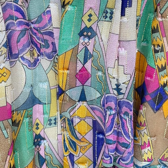 Chufy Memories of Peru Inka Printed Colorful Lurex Off-the-Shoulder Smocked - Picture 7 of 9